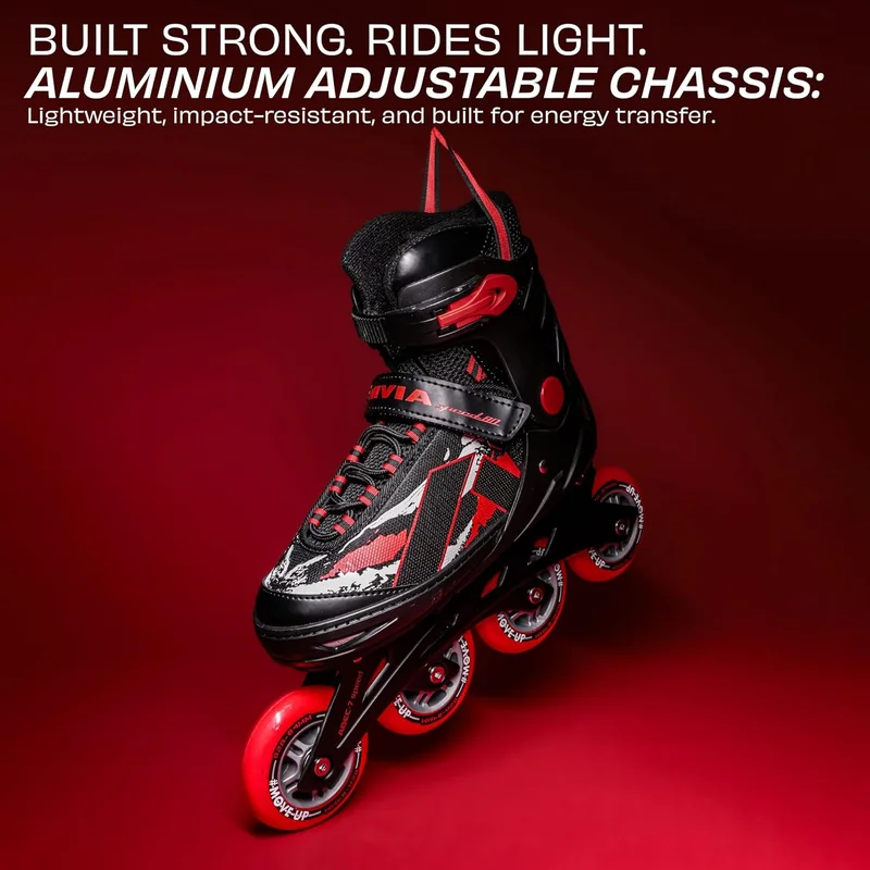 نيفيا Nivia Speed 80 Adjustable Inline Skates for Kids and Adults - Black/Red
