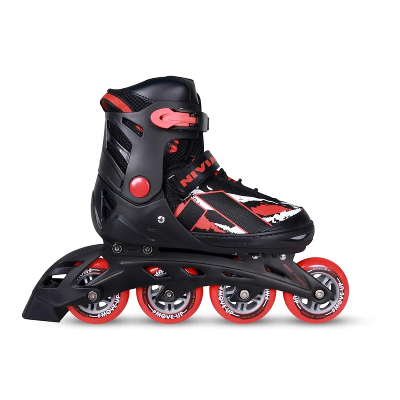 نيفيا Nivia Speed 80 Adjustable Inline Skates for Kids and Adults - Black/Red