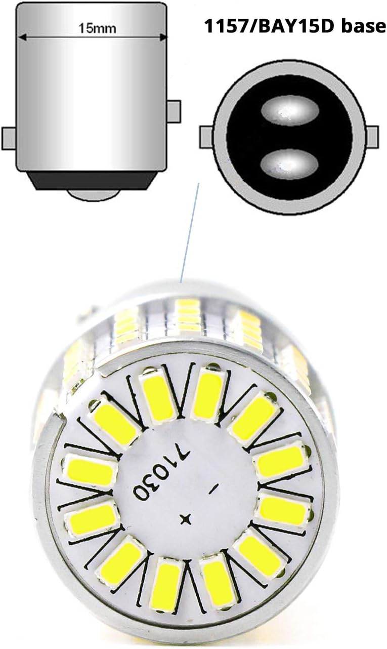 Phinlion 3014-72W 1157/7528/BAY15D LED Bulbs - 6000K White (Set of 2) - Image 3