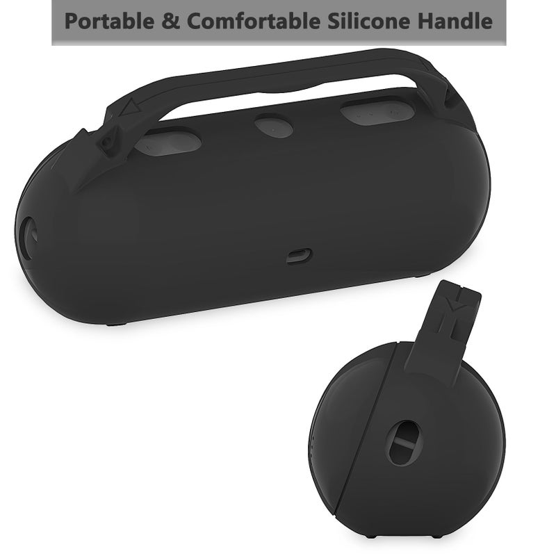RAWECUD Silicone Cover Case for Beats Pill 2024 Wireless Bluetooth Speaker, Protective Stand Holder for Beats Pill Bluetooth Speaker Accessories with Should Strap (Black Case only) - Image 4