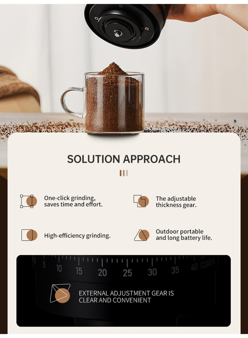 DSP Portable Electric Coffee Bean Grinder, Rechargeable 1800mAh USB Coffee Grinder with 40 Adjustable Coarseness Levels, Ceramic Burr Low Noise Coffee Mill for V60 Filter Cup Mocha Espresso French Press Turkish Coffee - Image 3