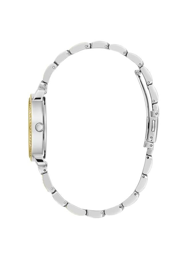 GUESS Stainless Steel Women 30Mm Analog Watch - Two-Tone Bracelet White Dial Two-Tone Case, Silver Band - Image 2