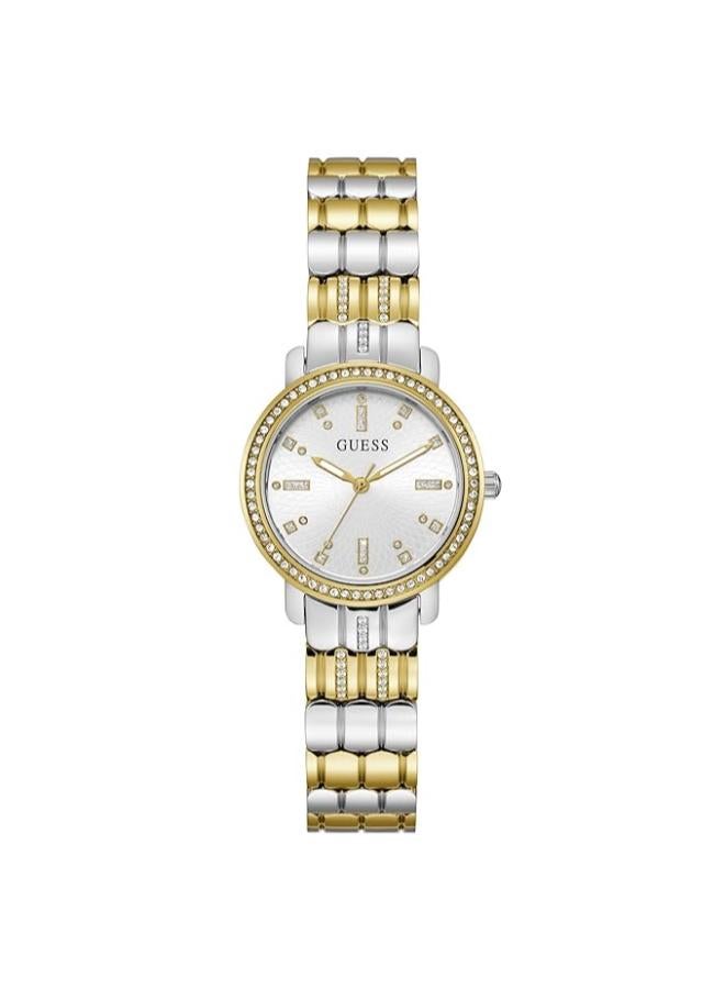 GUESS Stainless Steel Women 30Mm Analog Watch - Two-Tone Bracelet White Dial Two-Tone Case, Silver Band - Image 1