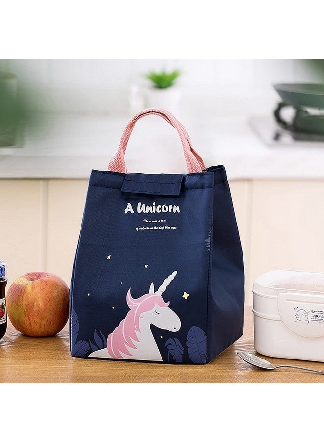 wolpin Blue Lunch Bags for Office Women, Men, Kids Insulated Travel Box/Tiffin/Storage Bag, College & School (Unicorn Blue, Polyester) - Image 3