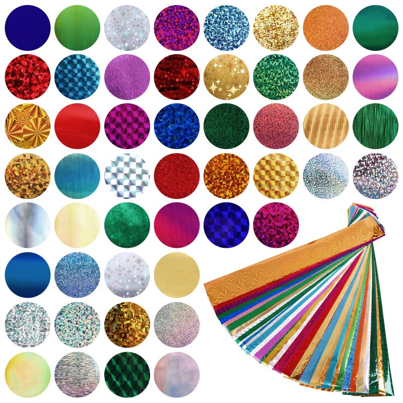 MWOOT Starry Sky Holographic Nail Foil Stickers, 50 Sheets Paper Decals for Gel Nails Tips Decorations - Image 1