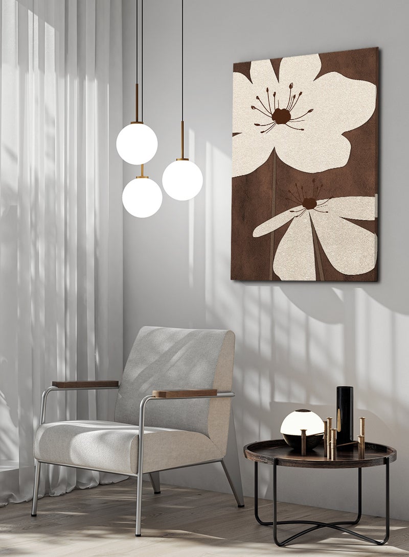 لوحة كانفاس على إطار خشبي بتصميم فن تجريدي زهور - Image 1