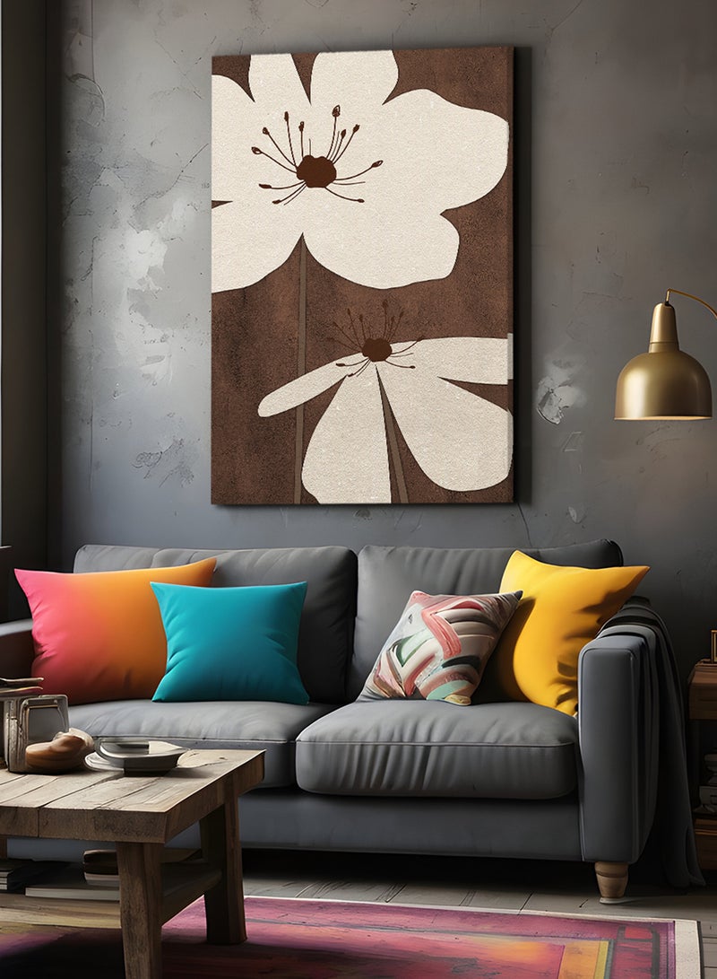 لوحة كانفاس على إطار خشبي بتصميم فن تجريدي زهور - Image 2