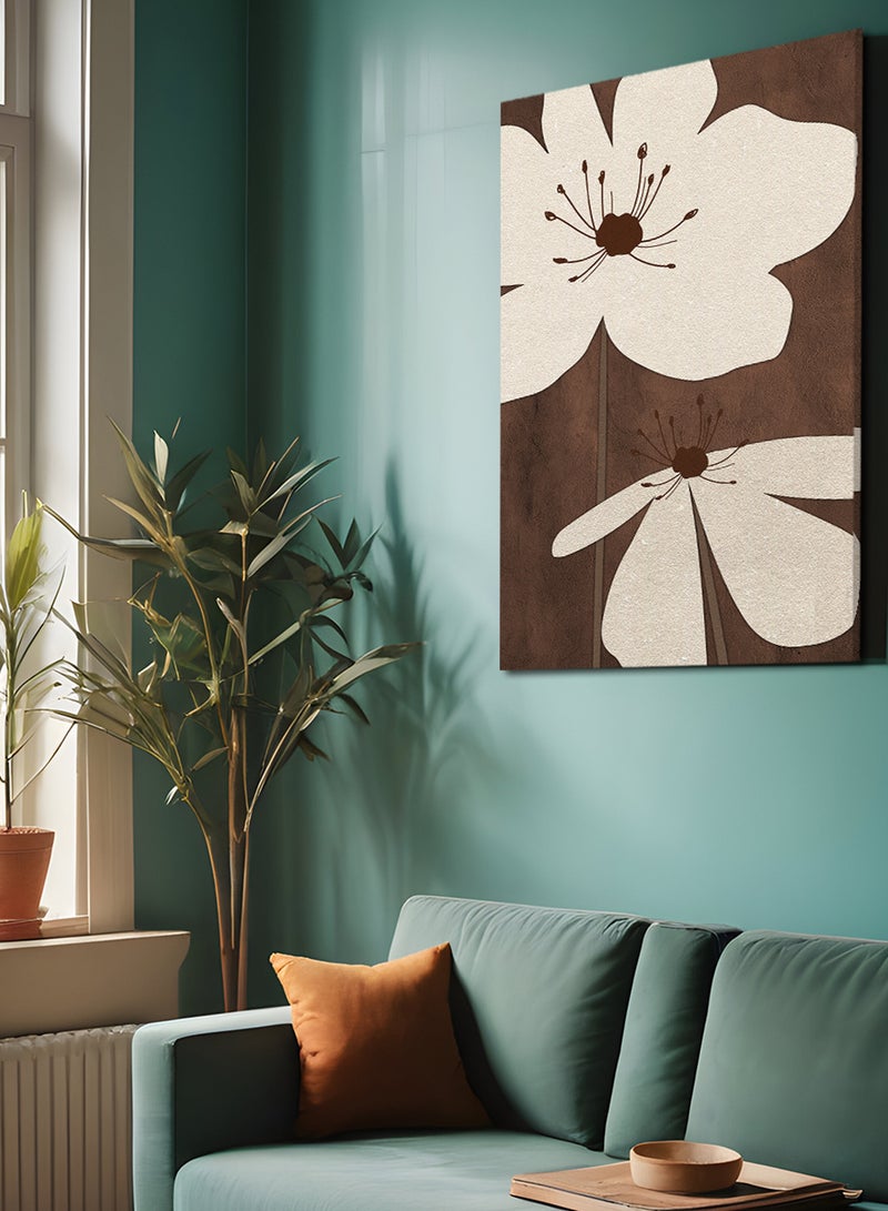 لوحة كانفاس على إطار خشبي بتصميم فن تجريدي زهور - Image 3