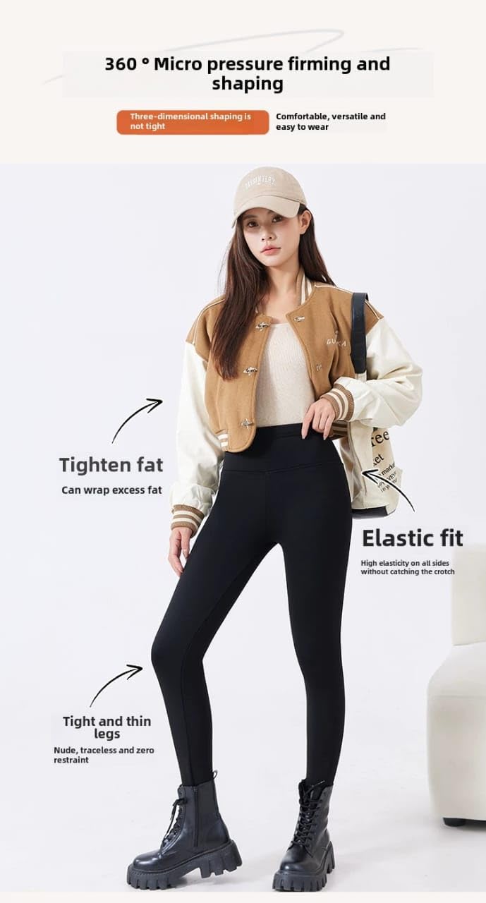 Celary Women’s Nude Fleece Lined Leggings – Winter Warm Pantyhose Look, Thermal Tights, Soft & Stretchable Winter Stockings (Waist Size: 22 to 30 inch Free Size) - Image 4