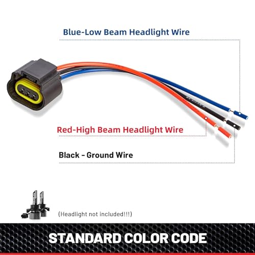 RED WOLF محول مصباح أمامي H13 9008 من RED WOLF 3 دبابيس أنثوية ، محول مصباح ضباب عالمي يناسب فورد شيفروليه جيب دودج نيسان ، موصل سلكي لمصباح الرأس 2 قطعة - Image 2