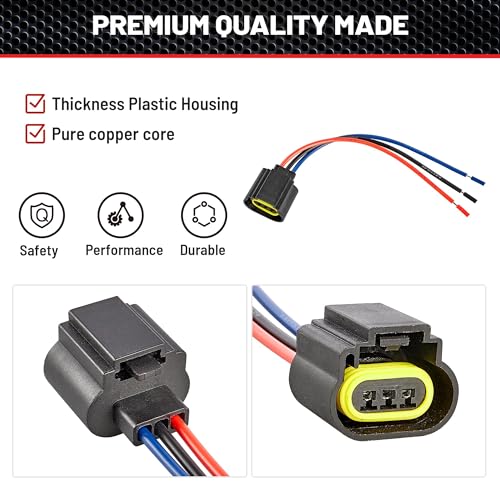 RED WOLF محول مصباح أمامي H13 9008 من RED WOLF 3 دبابيس أنثوية ، محول مصباح ضباب عالمي يناسب فورد شيفروليه جيب دودج نيسان ، موصل سلكي لمصباح الرأس 2 قطعة - Image 3