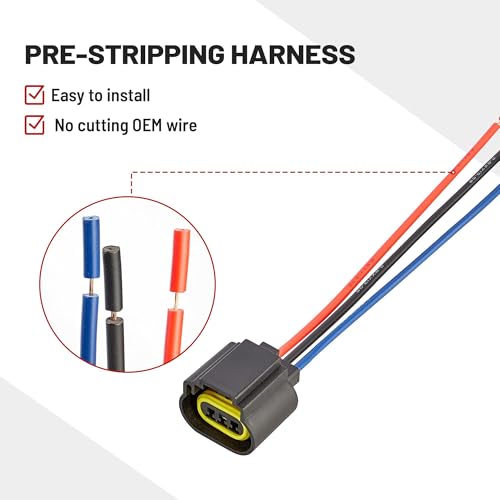 RED WOLF محول مصباح أمامي H13 9008 من RED WOLF 3 دبابيس أنثوية ، محول مصباح ضباب عالمي يناسب فورد شيفروليه جيب دودج نيسان ، موصل سلكي لمصباح الرأس 2 قطعة - Image 5