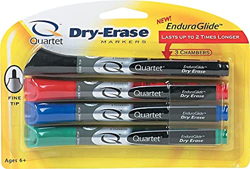 Quartet Dry Erase Markers, Whiteboard Markers, Fine Tip, EnduraGlide, White Board Dry Erase Pens for Teachers, Home School & Office Supplies, Assorted Classic Colors, 4 Pack (5001-10M) - Image 2