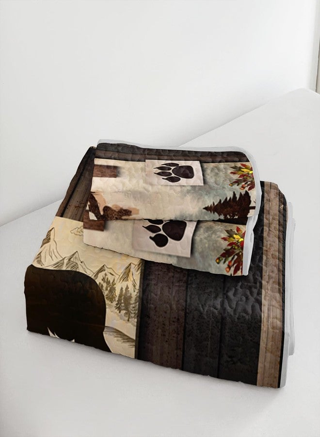 UEVBF King Size Rustic Cabin Quilt Set,Camo Deer Bear Retro Bedding Sets for Hunting Room Decor,Brown Hunting Themed Plaid Patchwork Bedding Quilts with 2 Pillowcases. - Image 5