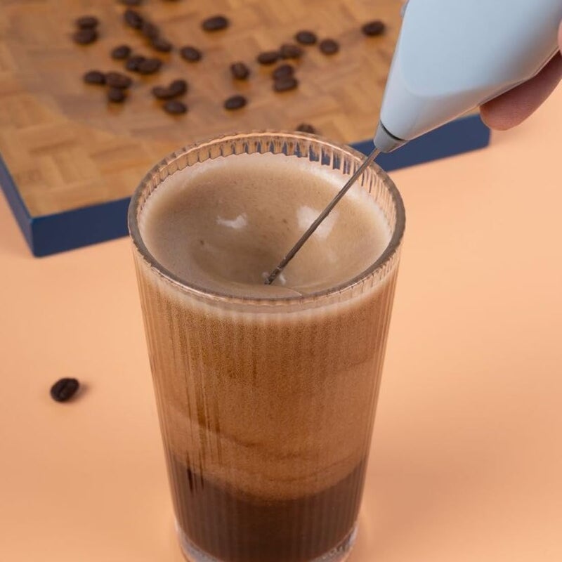 Bonsenkitchen Electric Milk Frother Handheld Drink Mixer, Milk Foam Maker for Bulletproof Coffee, Matcha, Stainless Steel Whisk Battery Operated Coffee Frother, Stainless Steel Stand Include (Gray) - Image 3