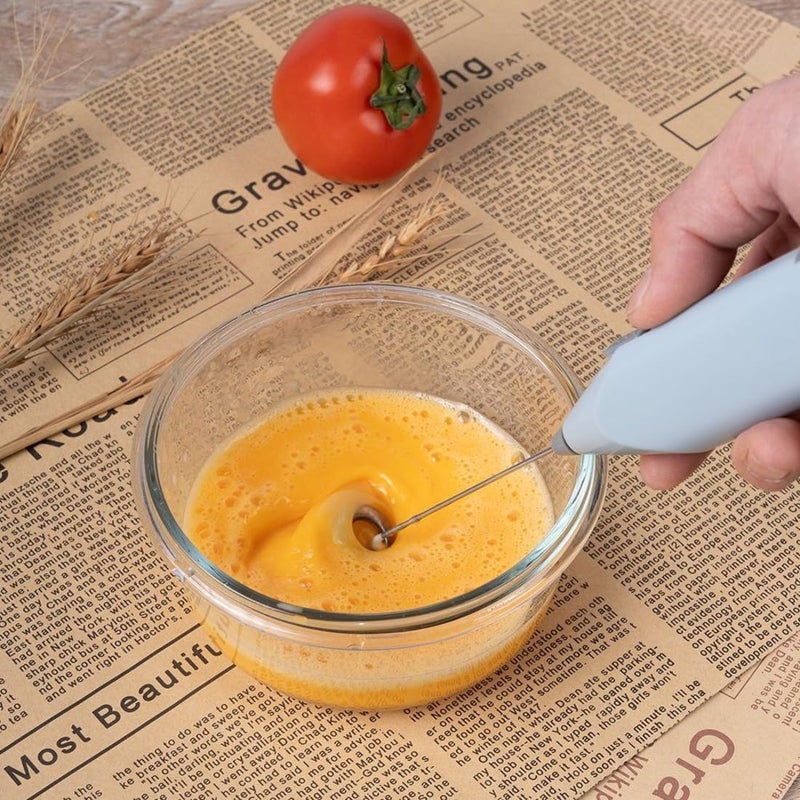 Bonsenkitchen Electric Milk Frother Handheld Drink Mixer, Milk Foam Maker for Bulletproof Coffee, Matcha, Stainless Steel Whisk Battery Operated Coffee Frother, Stainless Steel Stand Include (Gray) - Image 2