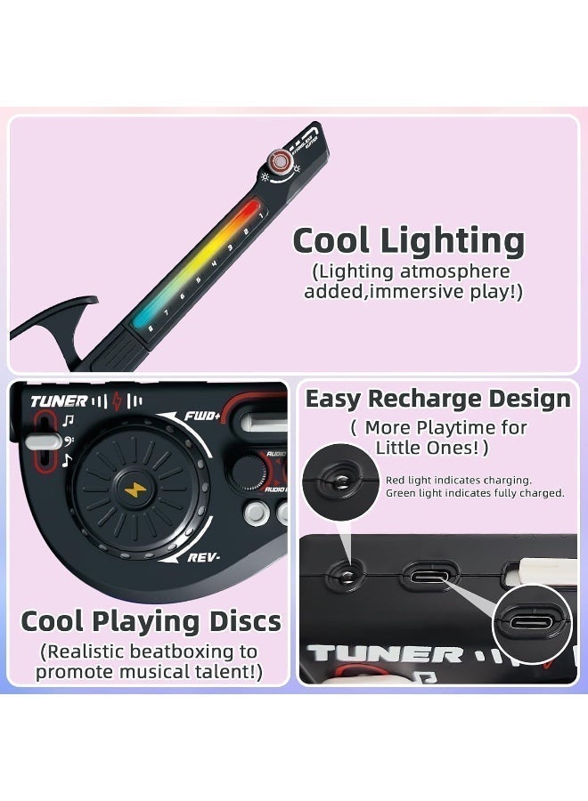 غيتار كهربائي للأطفال، غيتارات متعددة الوظائف بدون أوتار مع جهاز DJ Turntable وبلوتوث وأضواء، ألعاب آلات موسيقية للأطفال الصغار من سن 3 إلى 9 سنوات (أبيض) - Image 3