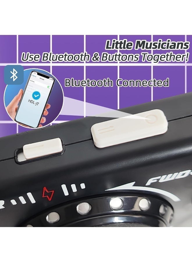 غيتار كهربائي للأطفال، غيتارات متعددة الوظائف بدون أوتار مع جهاز DJ Turntable وبلوتوث وأضواء، ألعاب آلات موسيقية للأطفال الصغار من سن 3 إلى 9 سنوات (أبيض) - Image 4