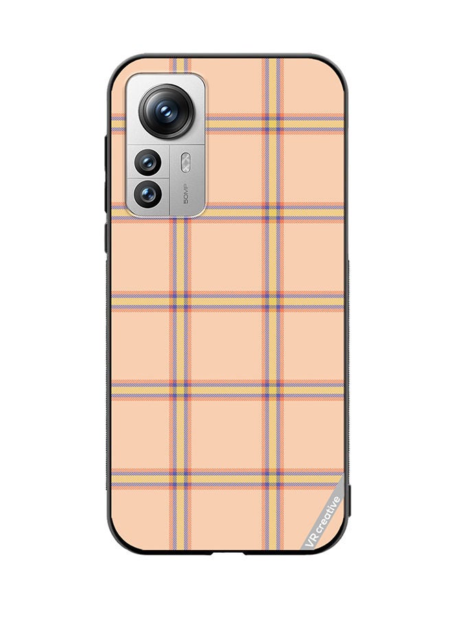 VR CREATIVE Protective Case Cover For Xiaomi 12X Check Seamless Pattern In Beige Vector Design Multicolour - Image 1