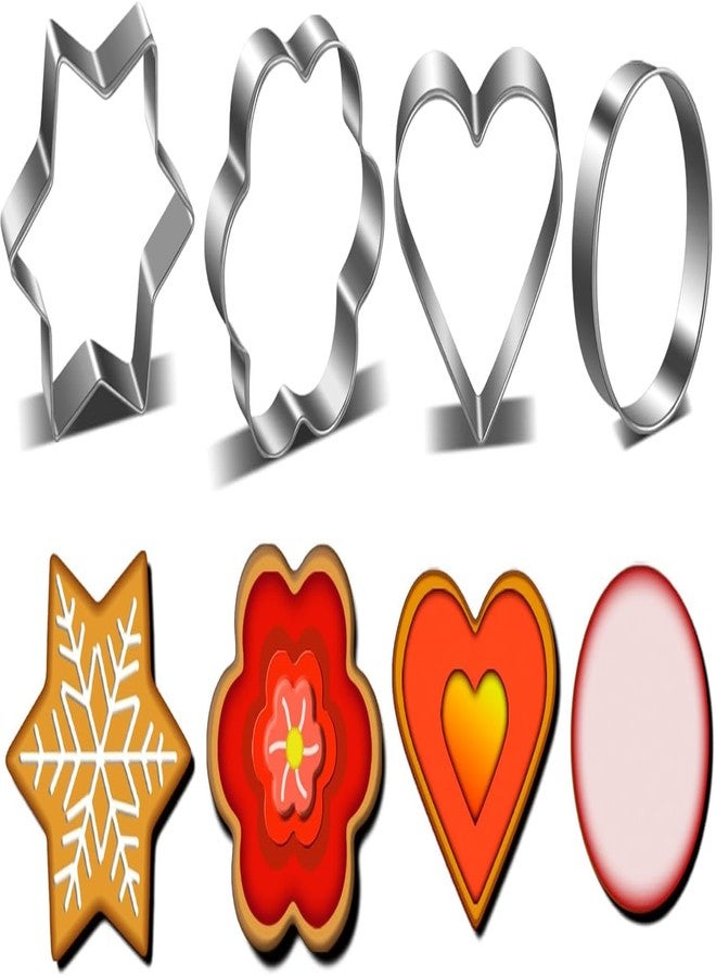 CLICKSY Cookie Cutters Shapes Baking Set, 12-pcs Flower Round Heart Star Shape Biscuit Stainless Steel Metal Molds Cutters for Kitchen Baking Halloween Christmas Small Cookie Cutters - Image 5