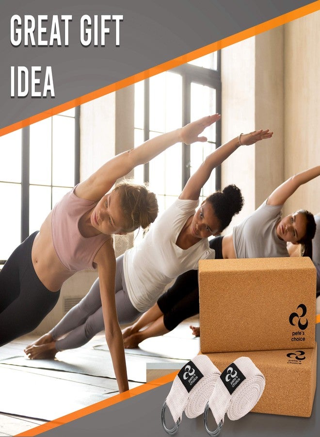 Pete's Choice Cork Yoga Blocks & Straps (2 of each) - Extra Firm, Eco Friendly, Natural Cork, Cotton Straps - Home Yoga Kit - Image 5