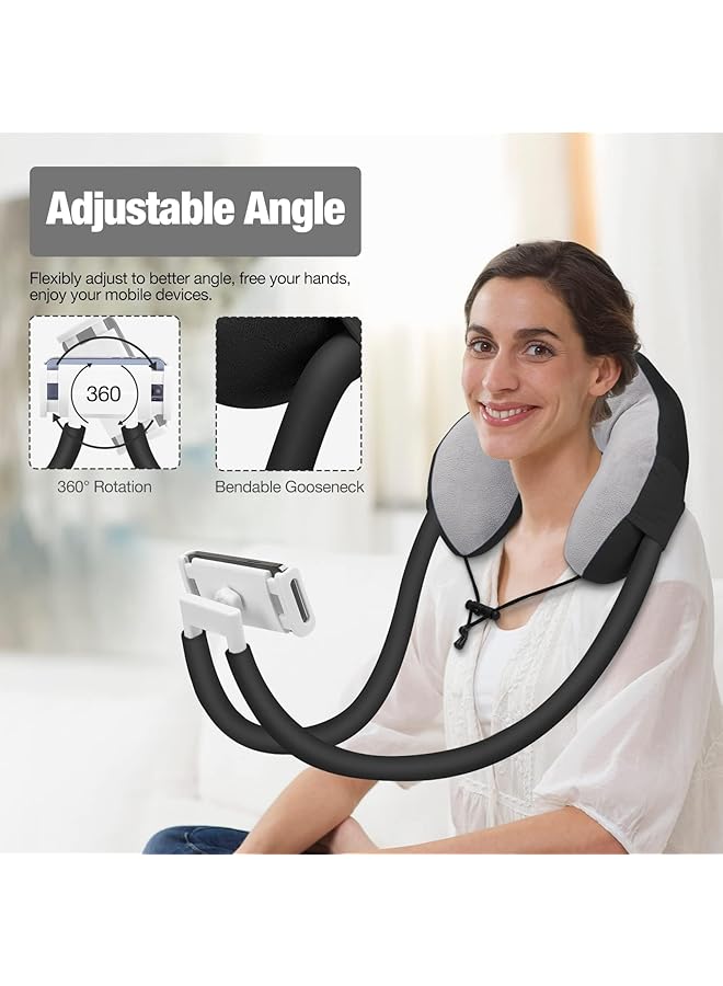 erorex Neck Phone Holder Lazy Gooseneck Phone Pillow Holder Bracket 360° Rotation Universal Mobile Phone Tablet Stand For 4 Inch To 11 Inch Devices Fits For Iphone For Galaxy S21 For Ipad Black - Image 2