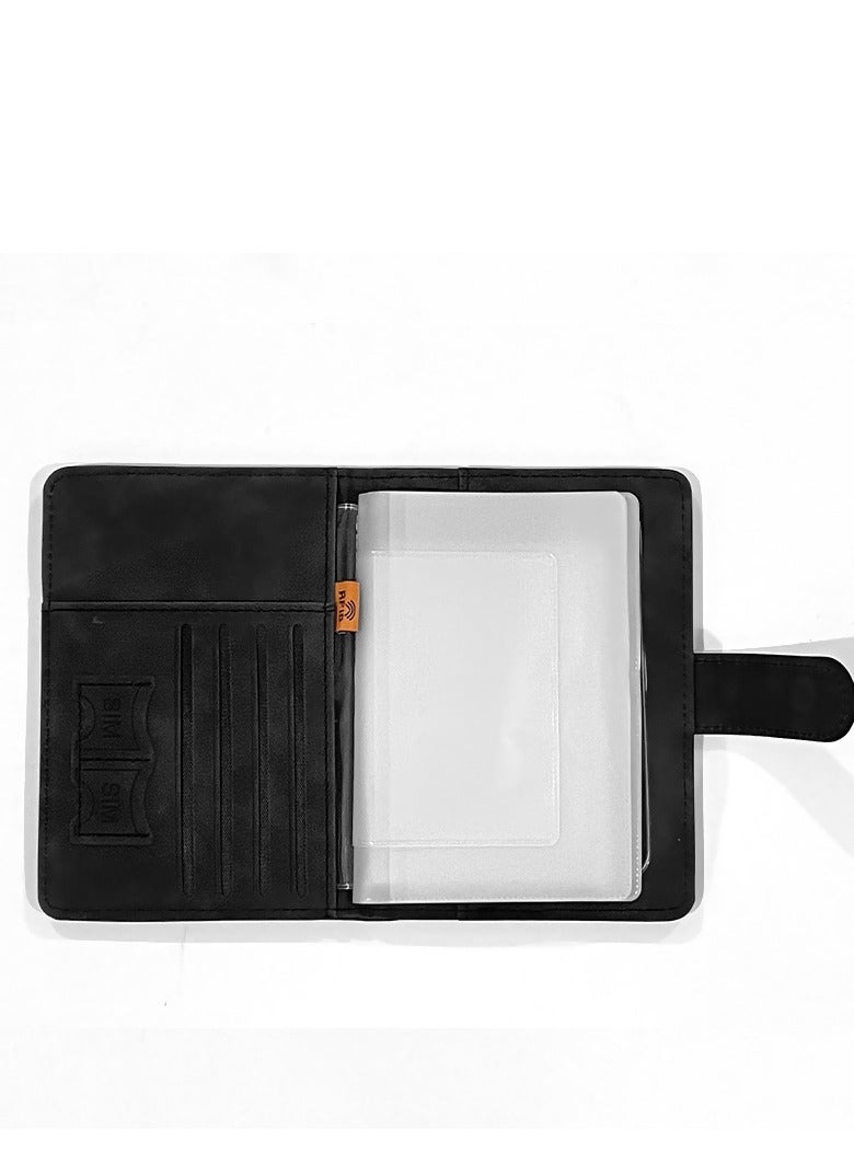 1 Piece Passport Holder Wallet Protector, PU Leather Magnetic Buckle Passport Bag PFID Anti-Magnetic Multi-Card Passport Book Multi-Function Passport Bag, Suitable for Men and Women Travel Accessories (Black)  - Image 2