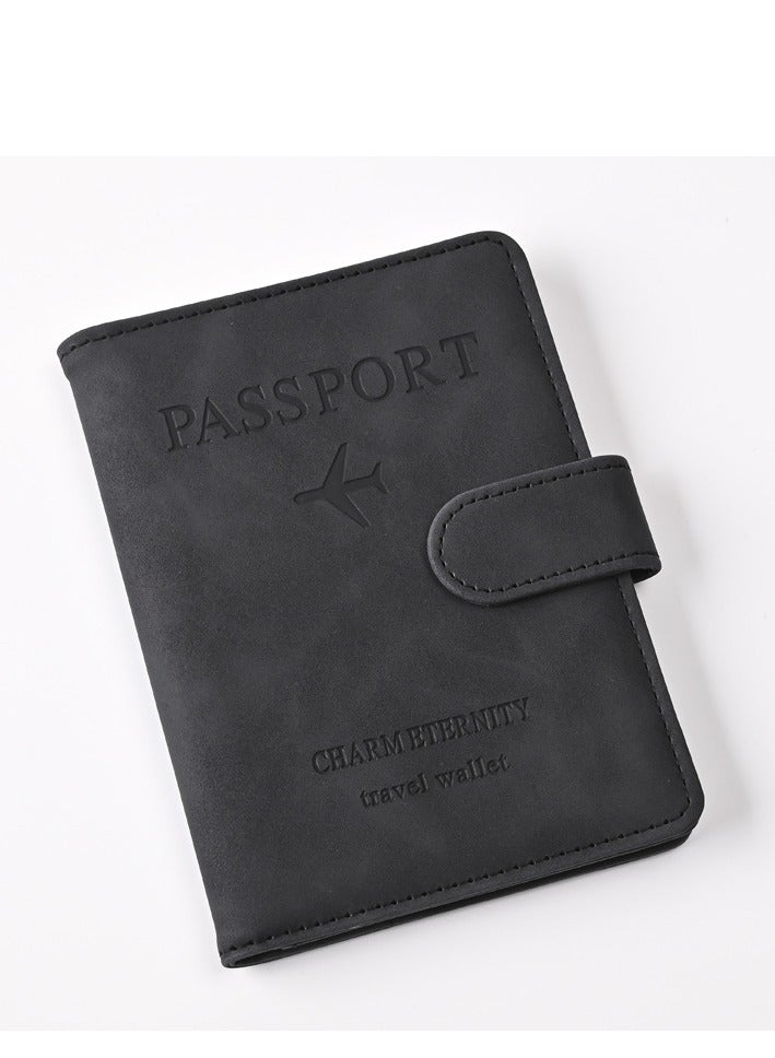 1 Piece Passport Holder Wallet Protector, PU Leather Magnetic Buckle Passport Bag PFID Anti-Magnetic Multi-Card Passport Book Multi-Function Passport Bag, Suitable for Men and Women Travel Accessories (Black)  - Image 1
