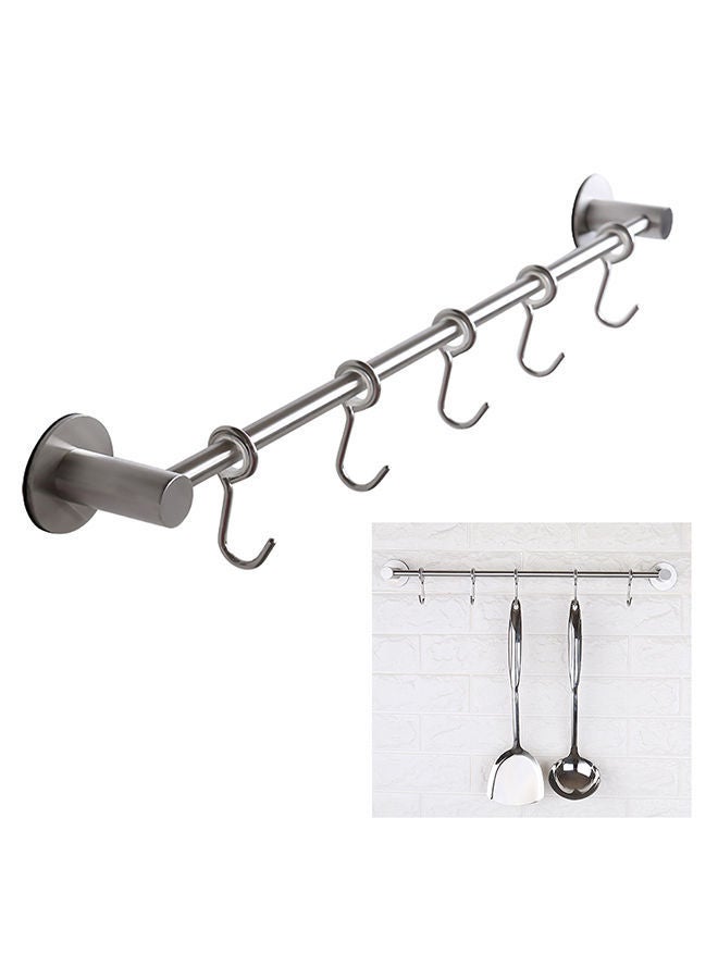 NIBEMINENT 5-Hooks Multi-Purpose Adhesive Sliding Hanging Rack Silver 41 x 7cm  - Image 2