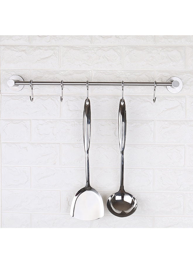 NIBEMINENT 5-Hooks Multi-Purpose Adhesive Sliding Hanging Rack Silver 41 x 7cm  - Image 3