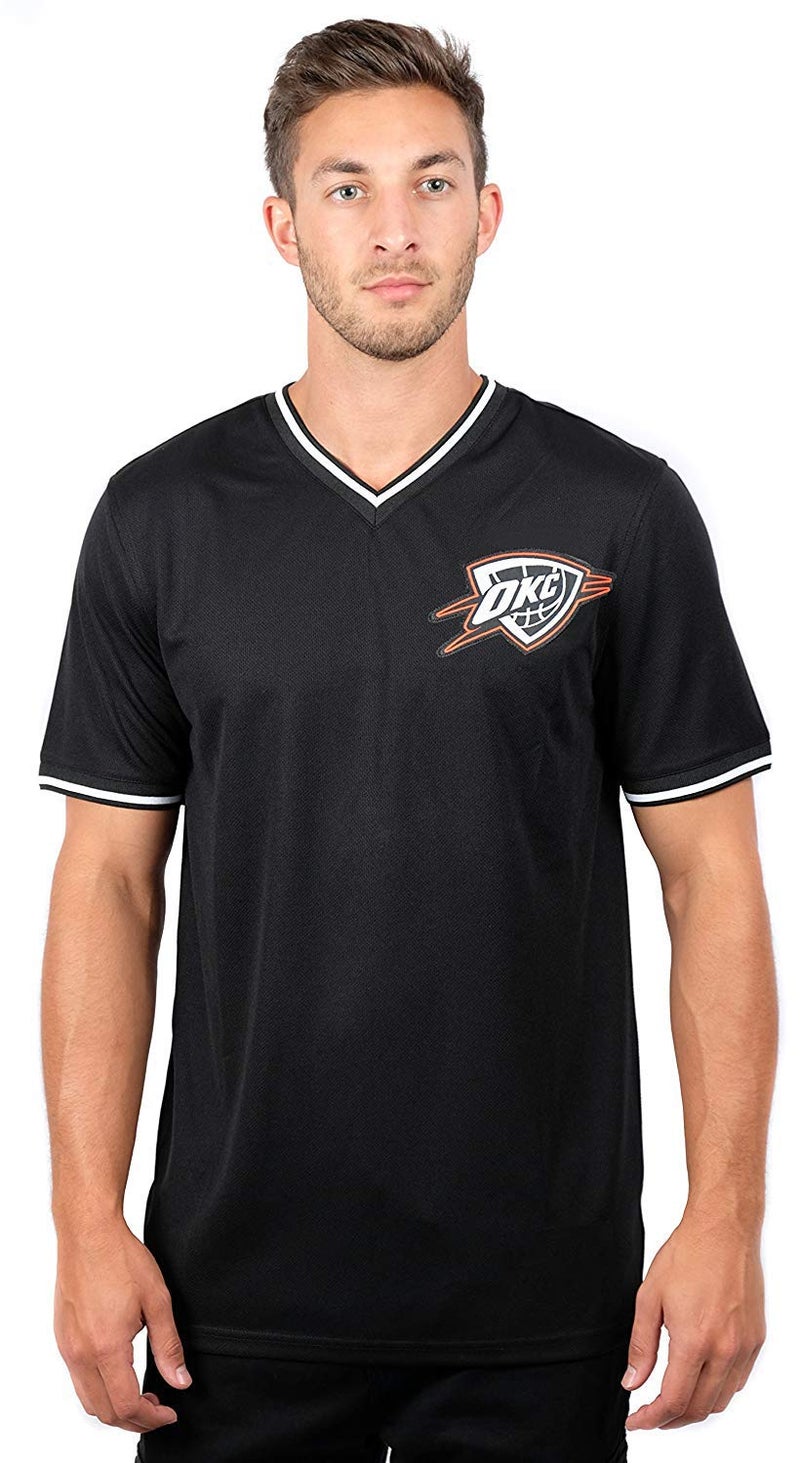 Ultra Game NBA Oklahoma City Thunder Mens Jersey VNeck Mesh Short Sleeve Tee Shirt Small Black GTM2522F - Image 2