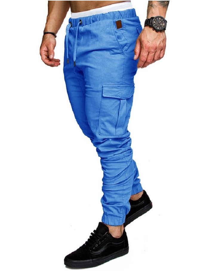 Loquat Men's Solid Color Casual Tie Elastic Sports Pants  - Image 1