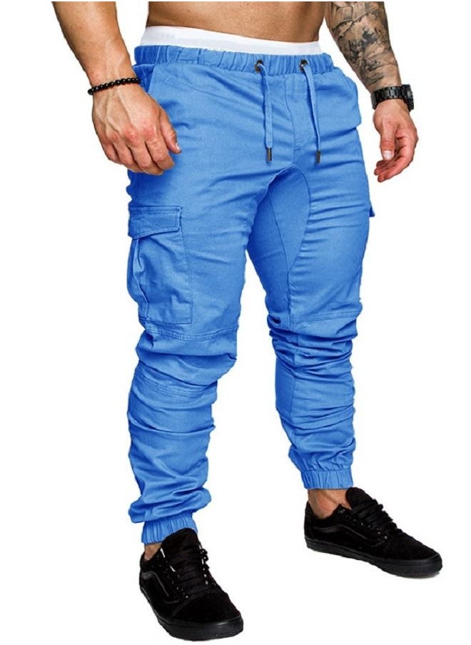 Loquat Men's Solid Color Casual Tie Elastic Sports Pants  - Image 2