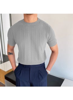 Cool Tarz Cool Style Gray Men's Round Neck Knitted T-Shirt 