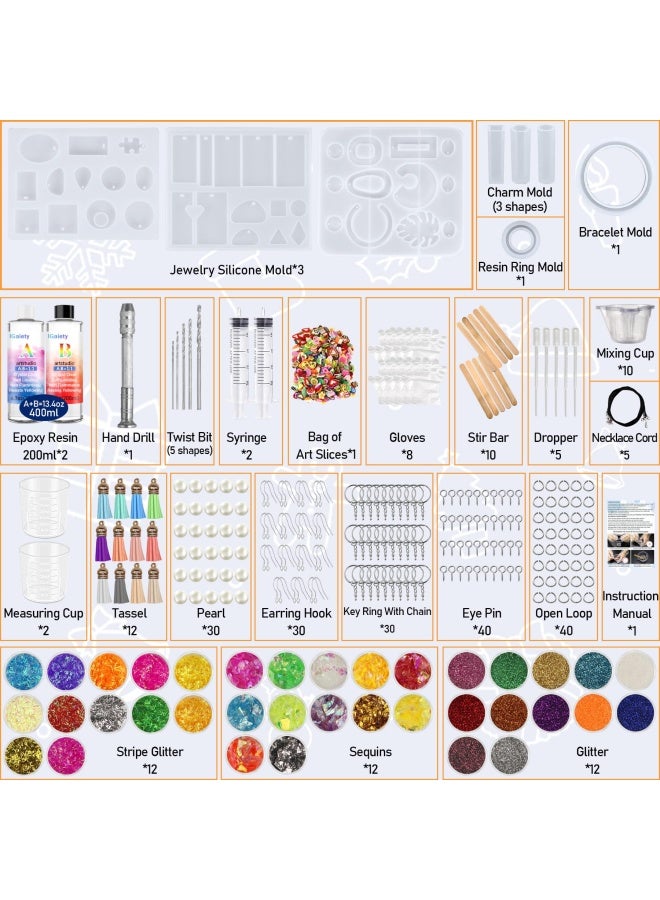 Igaiety Resin Kits for Jewelry Making Silicone Molds Starter Kit 279 pcs Bundle with Epoxy Resin Silicone Mold Art Accessories Included for DIY Jewelry Earring Keychain Necklace Rings Making Adults  - Image 2