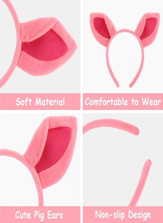 Vovii 3Pcs Pig Ears Headband for Women and Girls, Furry Animal Headbands Hair Accessories for Adult Halloween Cosplay Costume Makeup Washing Face（Pink - Image 3