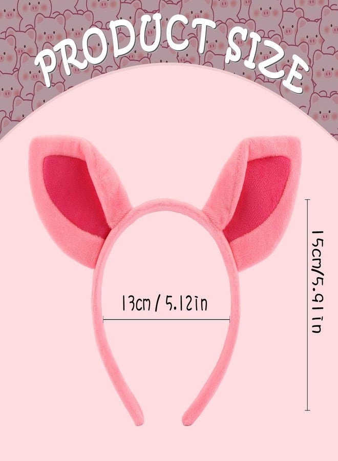 Vovii 3Pcs Pig Ears Headband for Women and Girls, Furry Animal Headbands Hair Accessories for Adult Halloween Cosplay Costume Makeup Washing Face（Pink - Image 2