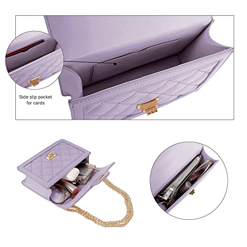 SG SUGU Small Quilted Crossbody Bag, Trendy Designer Shoulder Bag, Phone Wallet Purse for Women (Lavender) - Image 4