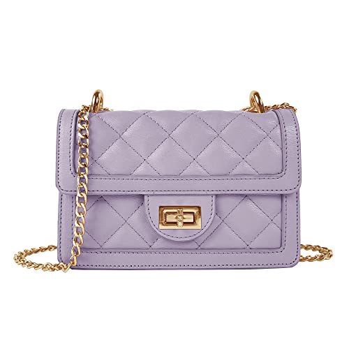 SG SUGU Small Quilted Crossbody Bag, Trendy Designer Shoulder Bag, Phone Wallet Purse for Women (Lavender) - Image 1
