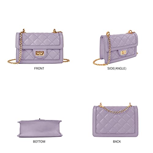 SG SUGU Small Quilted Crossbody Bag, Trendy Designer Shoulder Bag, Phone Wallet Purse for Women (Lavender) - Image 2