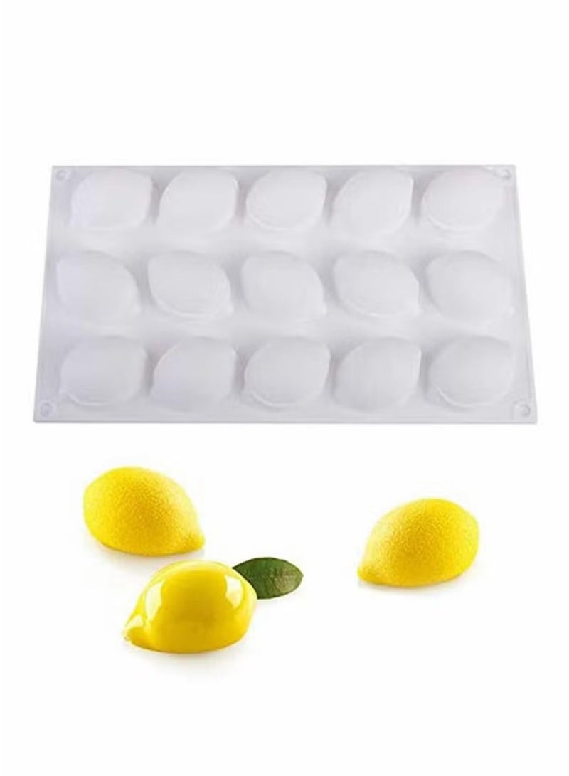 Cake Molds - 15 Cavity Lemon Shape Silicone Molds Cake Decorating Tools Bakeware French Dessert Mousse Cake Mold Baking Utensils 3D Mould,Creative Mould,Ice Cube Mold - Image 1