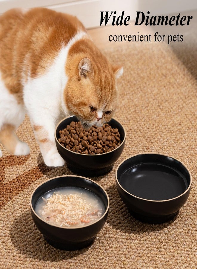 Caigmo Cat Bowl Set of 3, Non Slip Dish Pet Cat Food Bowls, Shallow Water Bowl Cat Feeding Wide Bowls to Stress Relief of Whisker Fatigue, Pet Bowl for Dogs Rabbits Puppy Birds(Safe Food-Grade Ceramic) Gray - Image 3