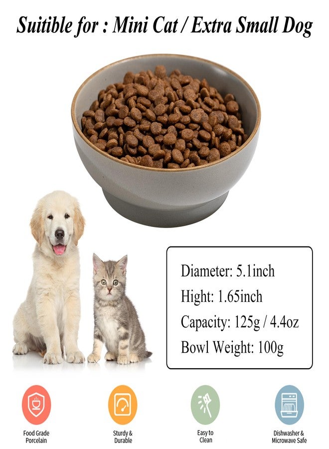 Caigmo Cat Bowl Set of 3, Non Slip Dish Pet Cat Food Bowls, Shallow Water Bowl Cat Feeding Wide Bowls to Stress Relief of Whisker Fatigue, Pet Bowl for Dogs Rabbits Puppy Birds(Safe Food-Grade Ceramic) Gray - Image 4