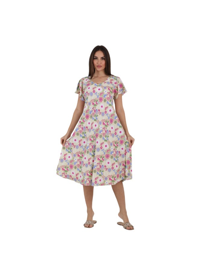 ZECOTEX Women's Soft Viscose Summer Dress, Loose Fit, Vibrant Floral Print - Image 4