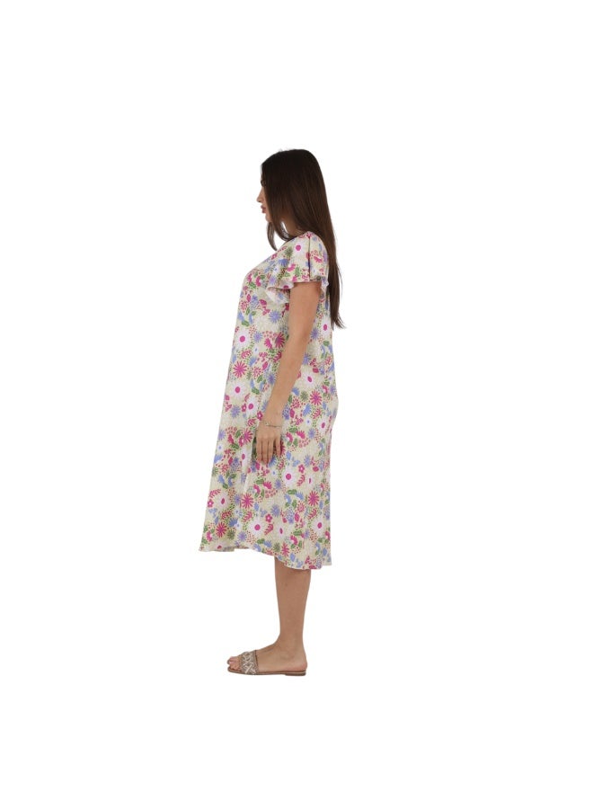 ZECOTEX Women's Soft Viscose Summer Dress, Loose Fit, Vibrant Floral Print - Image 3