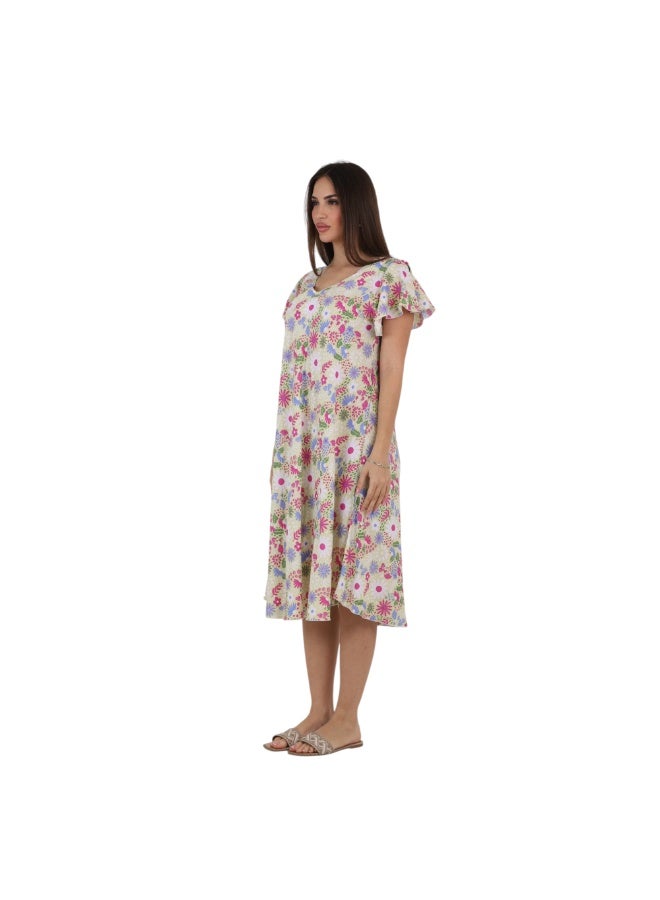 ZECOTEX Women's Soft Viscose Summer Dress, Loose Fit, Vibrant Floral Print - Image 2