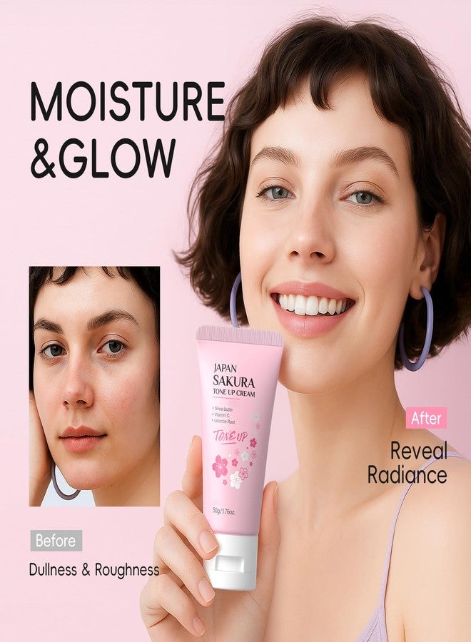 BEUKING Facial Moisturizer Tone-up Cream, Japan Sakura Lazy Face Cream with Vitamin C, Face Moisturizer Hydrating & Smooth Dry Skin Lightweight Nourishing Facial Skin Instant Tone-Up Cream, 1.76 fl.oz - Image 2