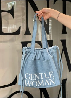 GENTLE WOMAN Gentle Woman Denim drawstring canvas bag Single shoulder canvas tote bag  - Image 2