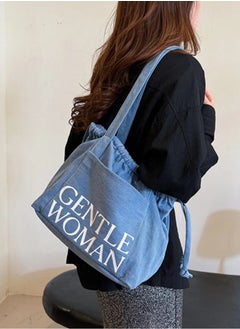 GENTLE WOMAN Gentle Woman Denim drawstring canvas bag Single shoulder canvas tote bag  - Image 4