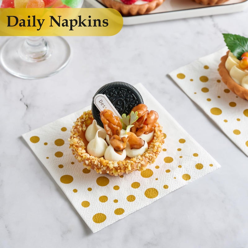 Vplus 200 Pack Cocktail Napkins Paper  3-Ply Beverage Napkins  Disposable Gold Square Napkins  Perfect for Restaurant  Event  Bar  Wedding  Baby Shower and Birthday Party - Image 4